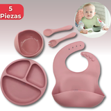 Set De Alimentación Bebé Silicona 5 Piezas Libre BPA Colores Surtidos