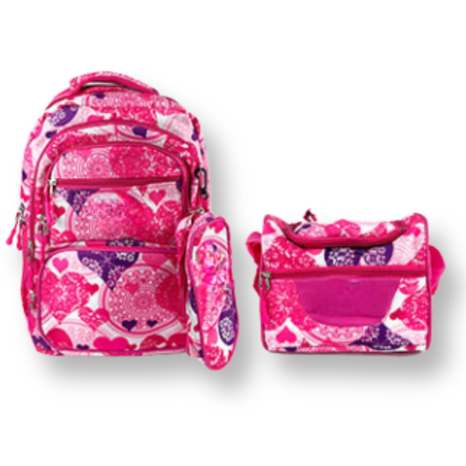Mochila Con Lonchera Y Estuche 45CM Diseños Variados Niña