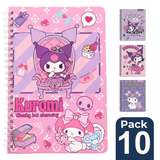 Pack 10 Cuadernos Universitarios Kuromi Marca Pro Arte Diseños Surtidos 100 Hojas