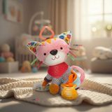 Juguete Peluche Animales Sensorial Con Mordedor Y Sonajero Diseño Gatico Niña y Niño