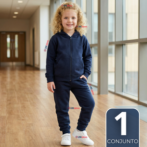 Conjunto Escolar Buzo Pantalón Y Polerón 100% Algodón Niña Unisex Azul 3 a 16 años