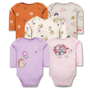 Pack 5 Bodys Bebé Niña Manga Larga Tedmimak 100% Algodón