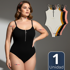 Body Con Cierre Delantero Sin Mangas Ligero Sutil Colores Surtidos Mujer