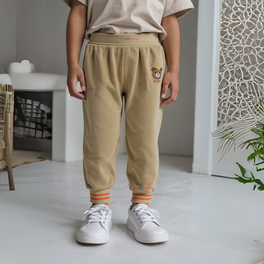 Buzo cotelé forrado en Polar Niño Pantalón Beige