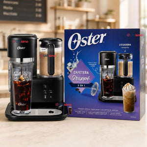 Cafetera para Frappé Oster® con licuadora con 3 funcionalidades, negra, BVSTDC03B