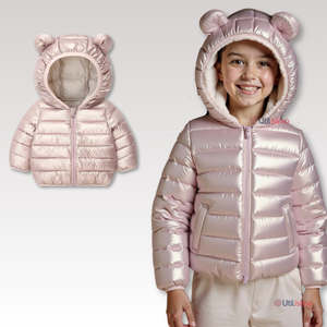 Parka Con Capucha Mangas Larga Niña Metallic Pink