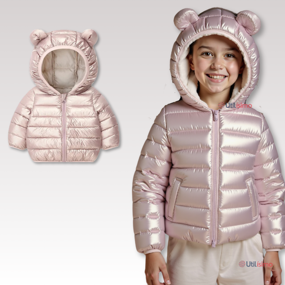 Parka Con Capucha Mangas Larga Niña Metallic Pink