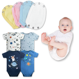 Pack 4 Unidades Extensor Body Bebé +Pack 4 Bodys Algodón Niño Manga Corta Galaxia Azul