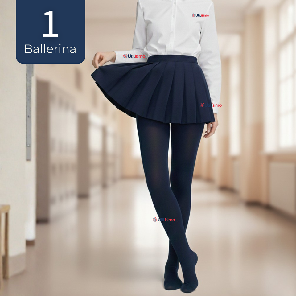 Panty Ballerinas Escolares Niña Algodón Azul
