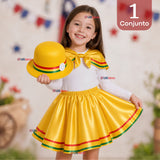 Traje Nortino Niña Amarillo 4 Piezas Con Polera Baile Típico Fiestas Patrias