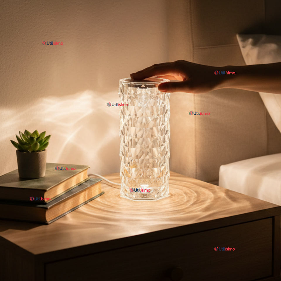 Lámpara Cristal Táctil USB Transparente Para Mesa