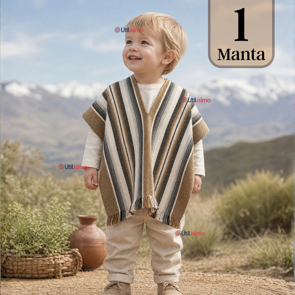 Poncho Manta Mapuche Niño Fiestas Patrias
