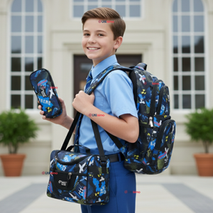 Mochila Bolso Escolar + Lonchera + Estuche 45Cm Niño Tela Oxford Extreme