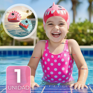 Gorro Gorra Natación Baño Diseño Tiburón Silicona Colores Surtidos 3 Años En Adelante Niña