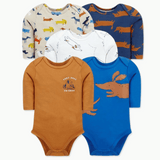 Pack 5 Bodys Bebé Niño Manga Larga Tedmimak 100% Algodón