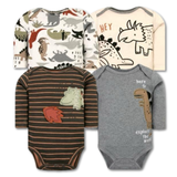 Pack 4 Bodys Bebé Niño Manga Larga Tedmimak 100% Algodón