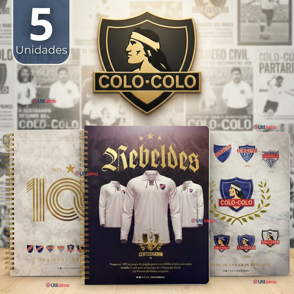 Pack 5 Unidades Cuadernos Colo Colo Centenario 100 Hojas