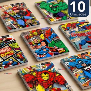 Pack 10 Cuadernos Universitarios Marvel Comics 100 Hojas Proarte Diseño Surtido