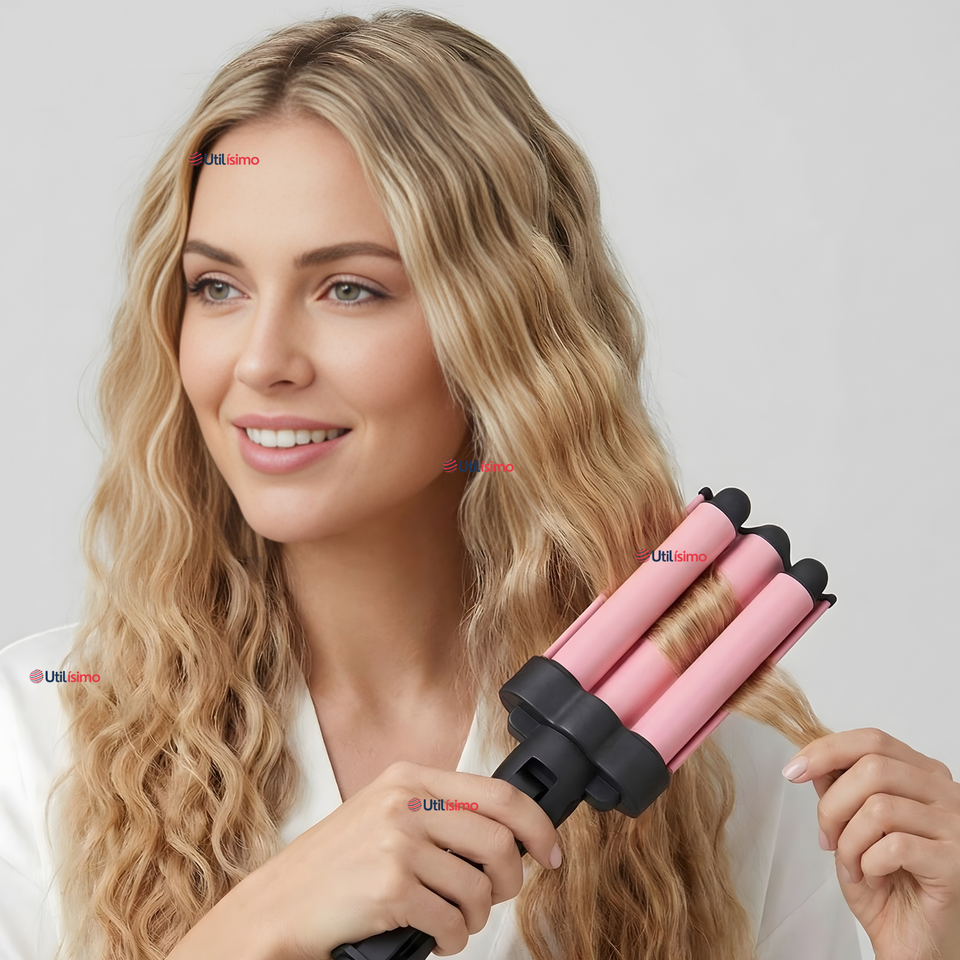Onduladora De Pelo Revlon Waver Jumbo De 3 Barriles 120W Rosa