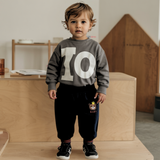 Buzo Cotelé Bebé Niño Forrado en Polar Negro Pantalón