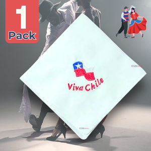 Pañuelo Baile Cueca 36 CM Bordado Viva Chile Baile Fiestas Patrias