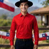 Camisa Roja Huaso Hombre Clásica Regular Fit Fiestas Patrias