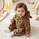 Buzo Polerón Conjunto Polar Niña Con Capucha Animal Print