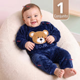Conjunto Buzo Polerón Frizado Niños Bebes Corderito Liso 2 Piezas