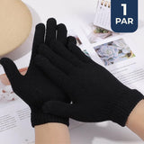 Guantes 18cm Lana Acrílica Adulto Unisex Liso Negro