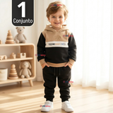 Conjunto 2 Piezas Buzo Pantalón Y Polerón Con Capucha Negro Niño