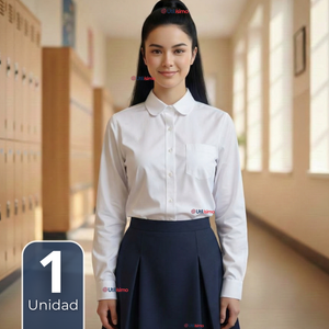 Blusa Escolar Blanca Manga Larga Colegio Para Niñas y Juvenil