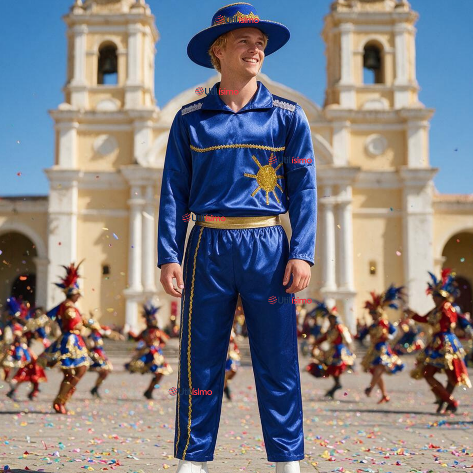 Traje Caporal Típico Completo Con Sombrero Azul Hombre Fiestas Patrias