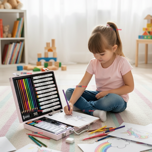 Maletín Set De Arte 53 Piezas Estuche Para Dibujar Y Pintar Niña Pony Rosa