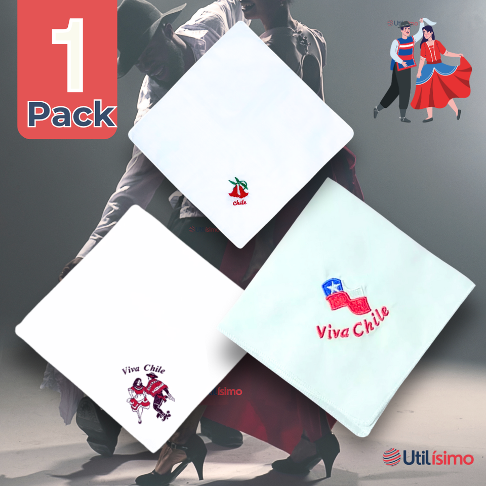 Pañuelo Baile Cueca 36 CM Bordados Fiestas Patrias Surtidos