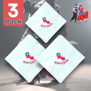 Pack 3 Pañuelos Baile Cueca 45CM Bordado Viva Chile Fiestas Patrias