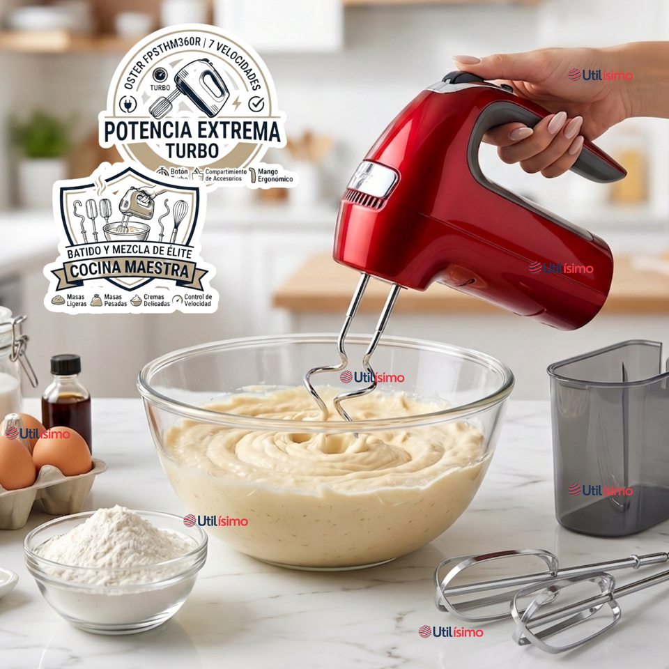 Batidora De Mano Oster® 7 Velocidades + Función Turbo FPSTHM360R