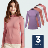 Pack 3 Camiseta Niña Juvenil Primera Capa Bambú Invierno Cuello Beatle Polera