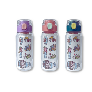 BOTELLA DE PLÁSTICO CON FILTRO ESCOLAR STICKERS DECORATIVO 700ML SURTIDO
