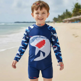 Traje de Baño Enterito Con Cremallera Manga Larga Niño 2 a 6 años Blue Shark