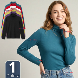 Camiseta Polera Polar Primera Capa Cuello Beatle Manga Larga Colores Surtidos Mujer