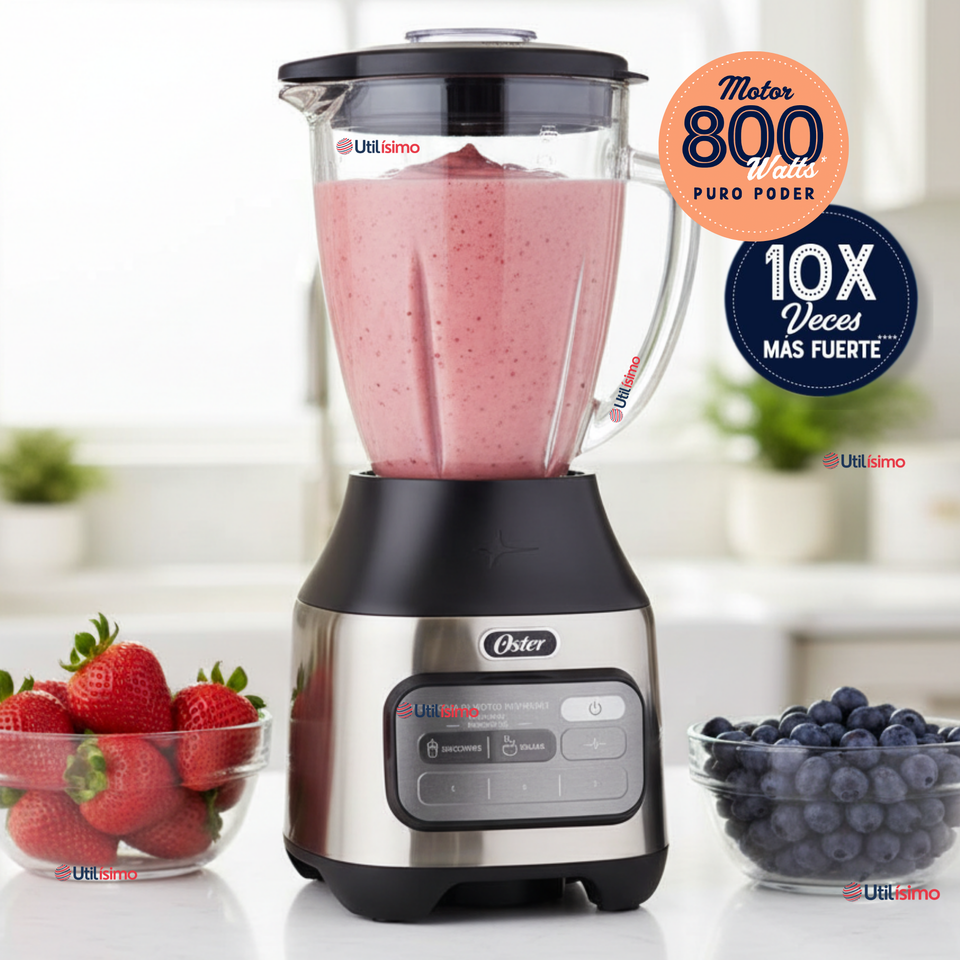 Licuadora Oster® con tecnología reversible, 2 programas automáticos y 3 velocidades más pulso