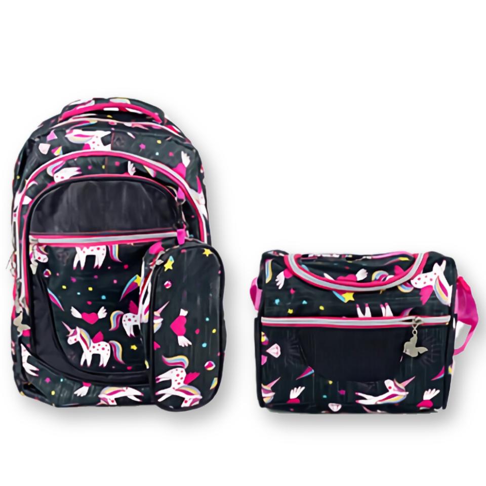 Mochila Con Lonchera Y Estuche 45CM Diseño Estampado Niña