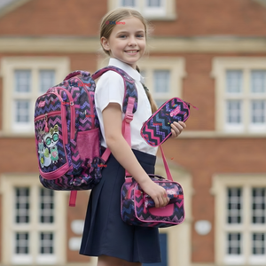Mochila Escolar Bolso Con Estuche + Lonchera 45Cm Tela Oxford Niña Kitty Love