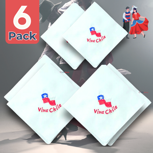 Pack 6 Pañuelos Baile Cueca 36 CM Bordado Viva Chile Baile Fiestas Patrias