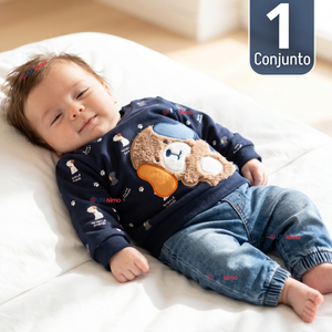 Conjunto 2 Piezas Buzo Pantalón Y Polerón Azul Bebé Niño