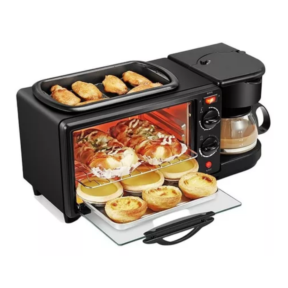 Maquina Desayuno Multifuncional 3 En 1 Horno Cafetera Sarten