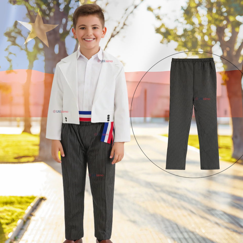 Pantalón Huaso Niño Gris con Rayas Fiestas Patrias
