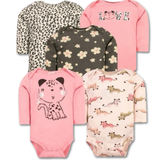 Pack 5 Bodys Bebé Niña Manga Larga Tedmimak 100% Algodón