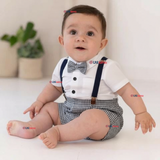 Conjunto De Vestir Con Tirantes Camisa Pantalón Corto Algodón Bebe