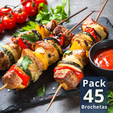 Pack 45 Piezas Brochetas Para Anticuchos Pinchos Bambú Palillos 30cm